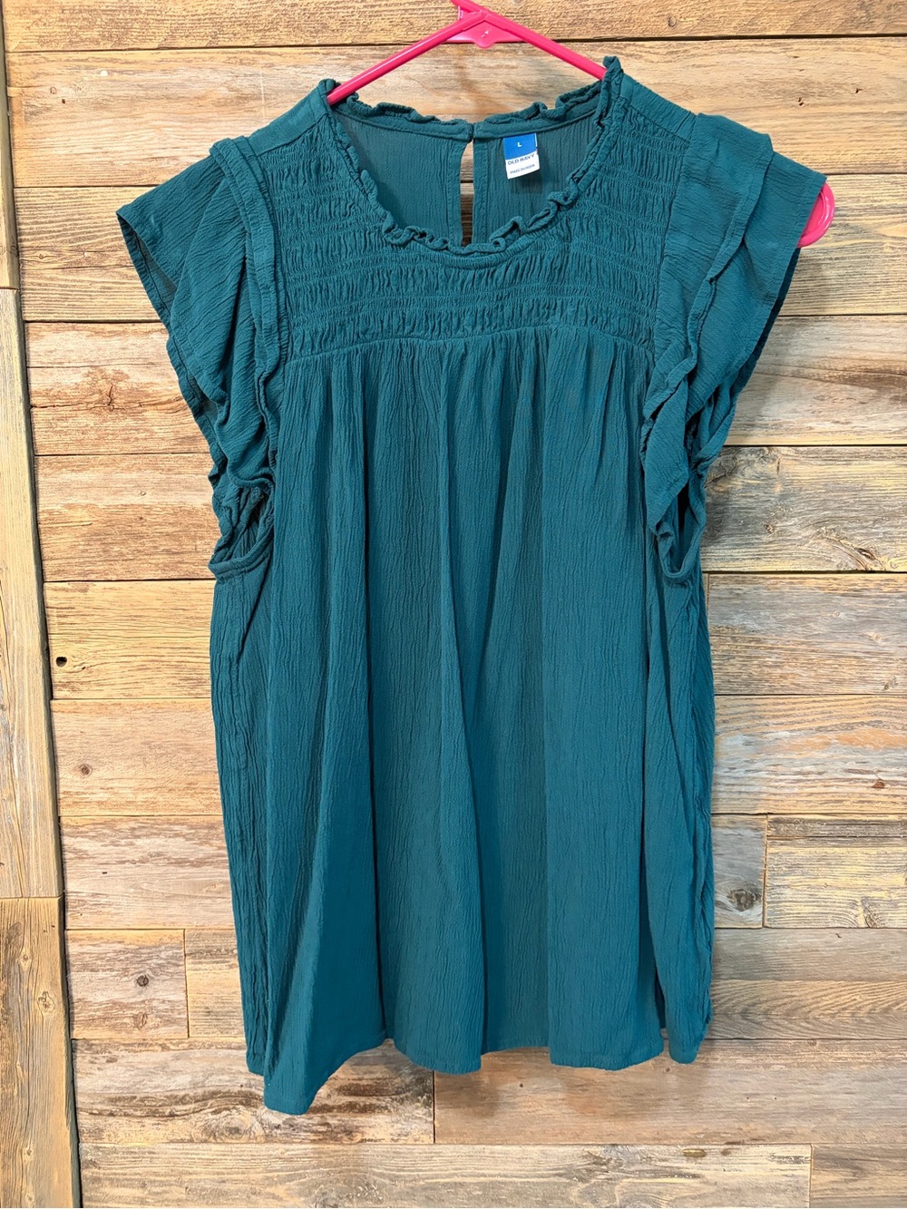 Old Navy Teal Smocked Ruffle Flutter Sleeve Top* - size L